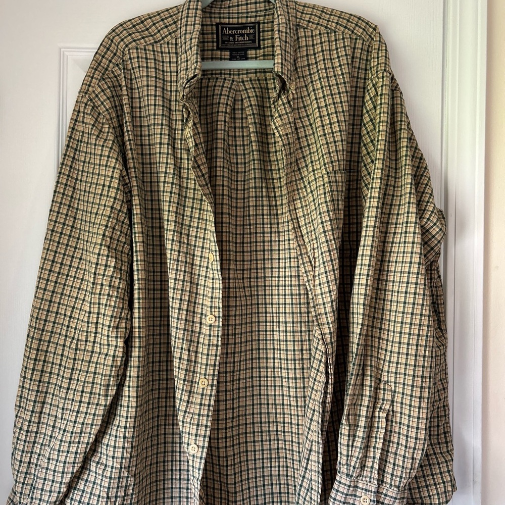 Vtg 90s Abercrombie & Fitch Mens XL Distressed Baggy Flannel Button Down Shirt